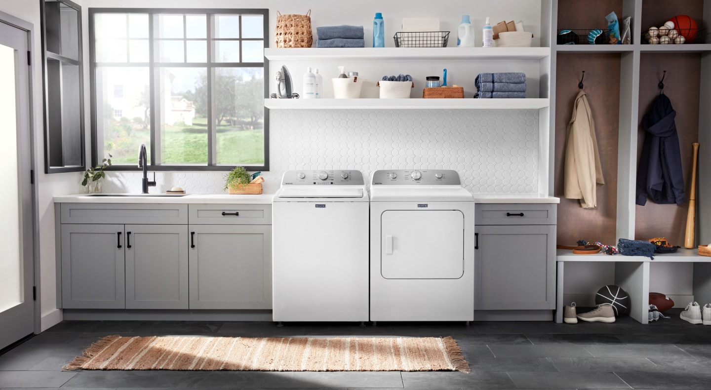 White Maytag® washer and dryer White Maytag® washer and dryer