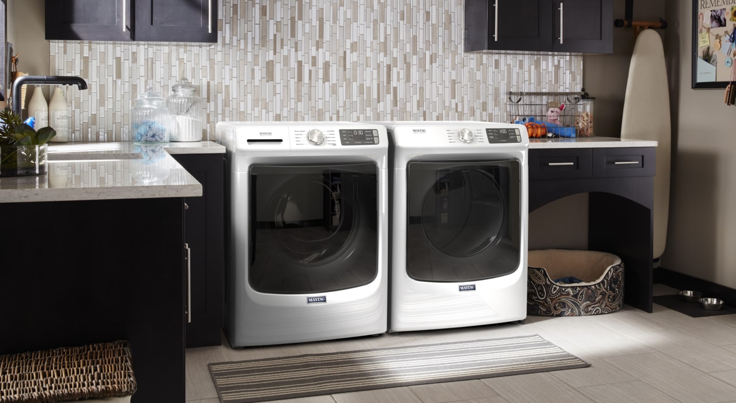 White Maytag® washer and dryer White Maytag® washer and dryer