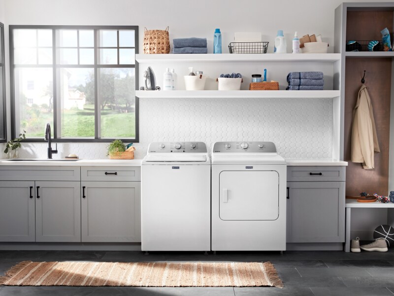 White Maytag® washer and dryer White Maytag® washer and dryer