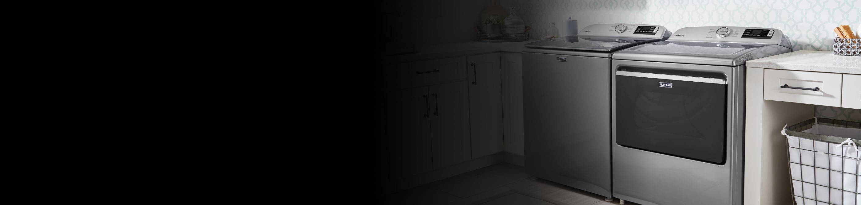 Slate gray Maytag® washer and dryer