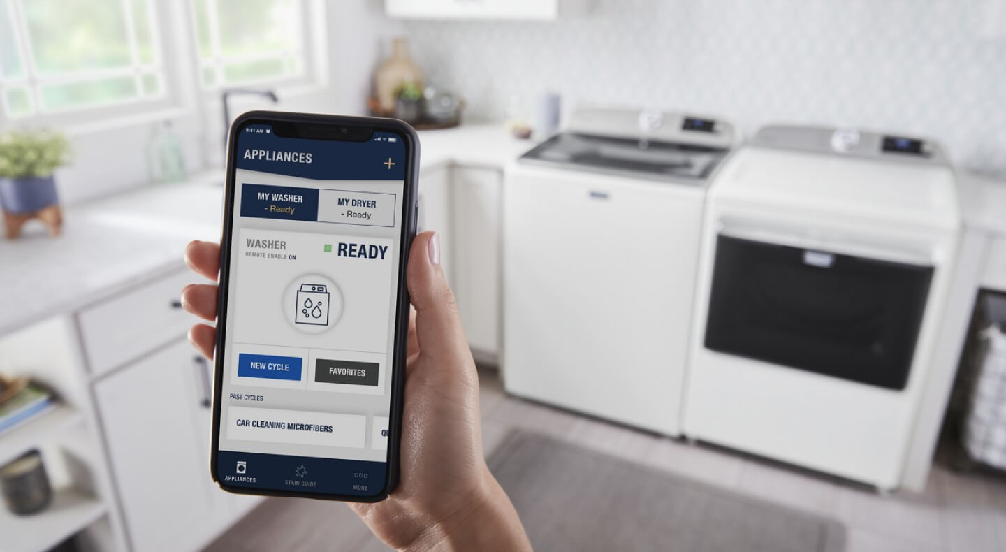 Person using an app to help manage their laundry