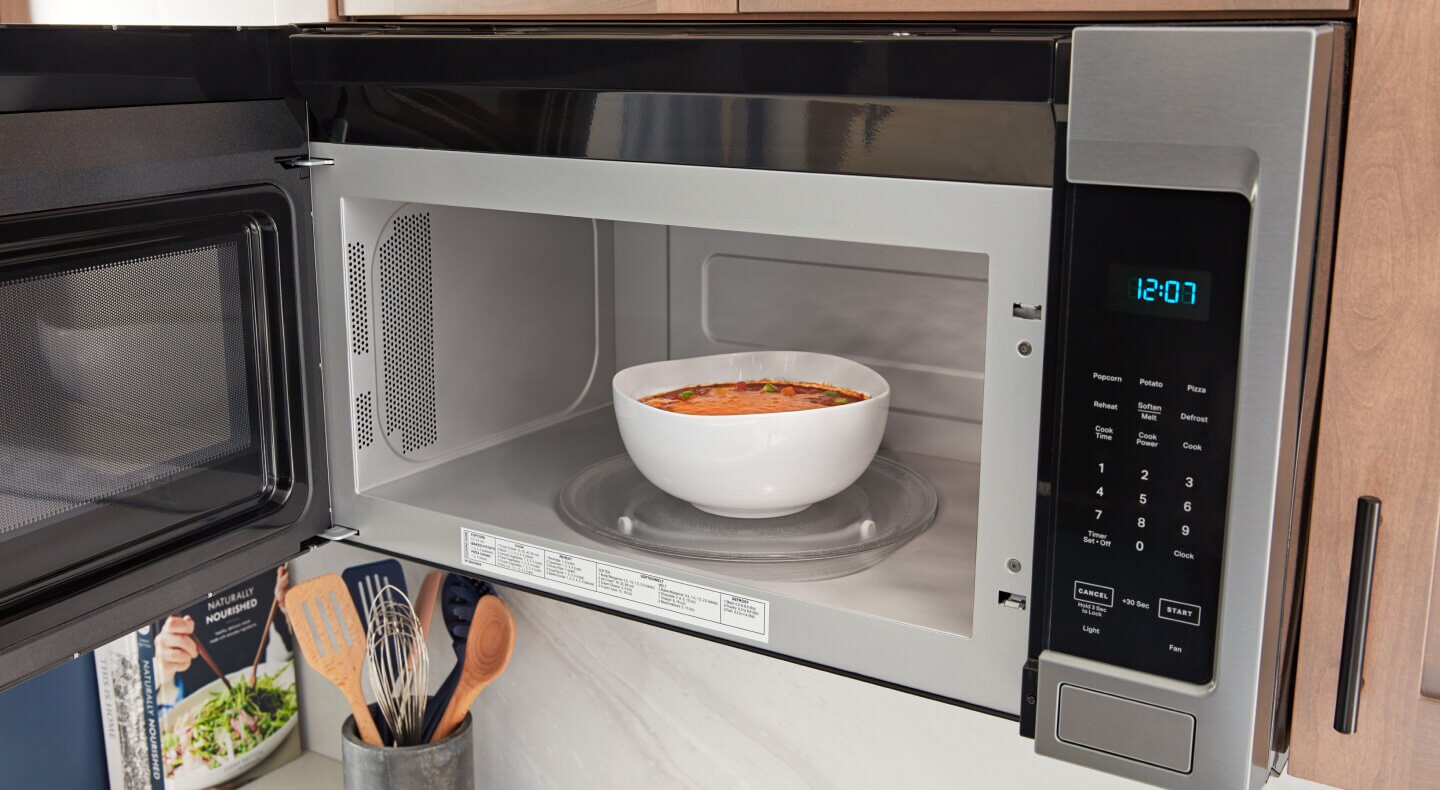 Soup in an over-the-range microwave