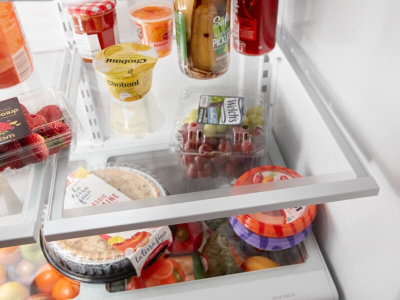 Packaged food inside a refrigerator