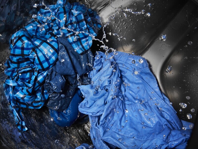 Clothes being washed in a washing machine