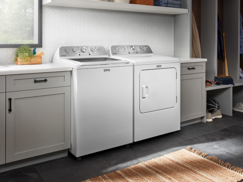 White Maytag® top load washer and dryer set White Maytag® top load washer and dryer set