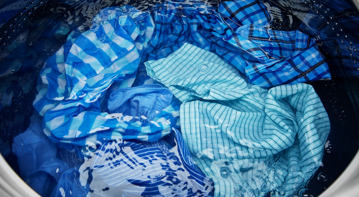 Wet clothing in washer