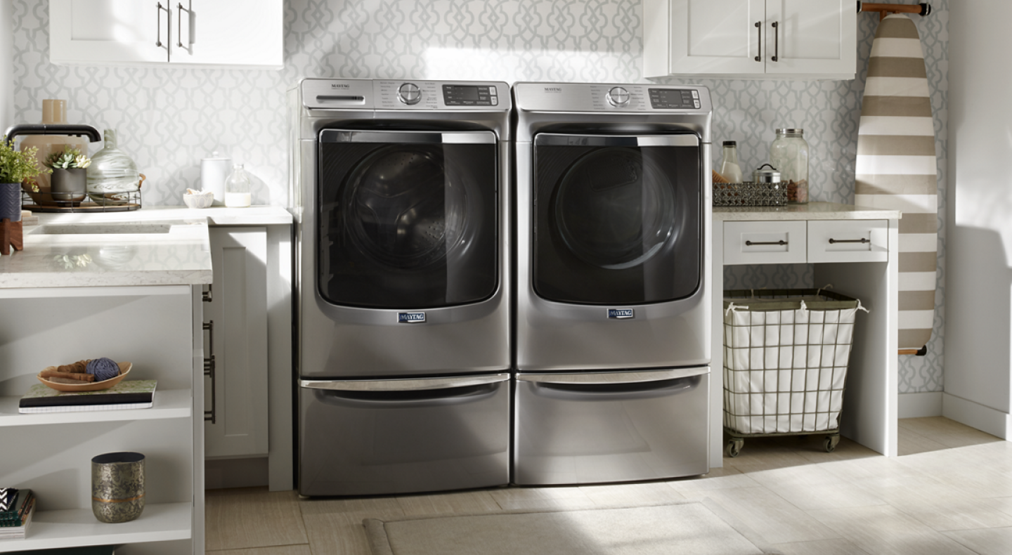 Maytag® washer and dryer set in laundry room
