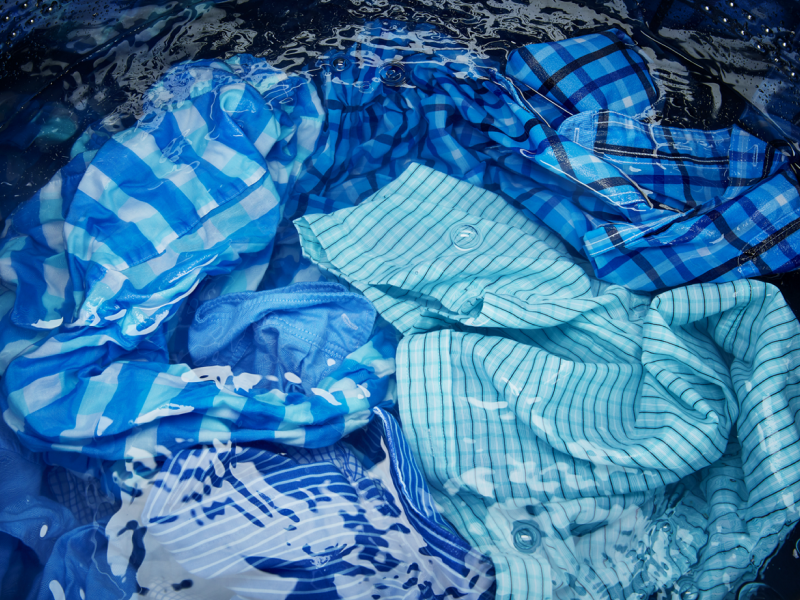 Wet clothing in washer