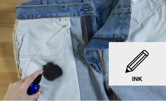 A pair of ink-stained jeans