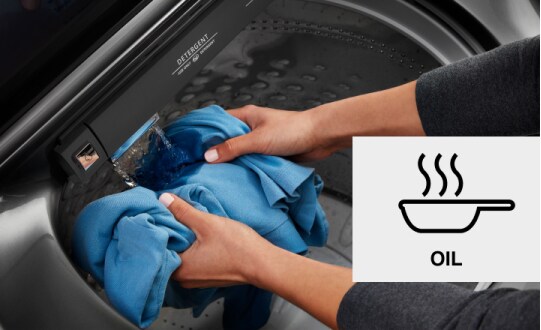 Running water over clothing