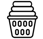 Laundry basket with folded clothes inside icon