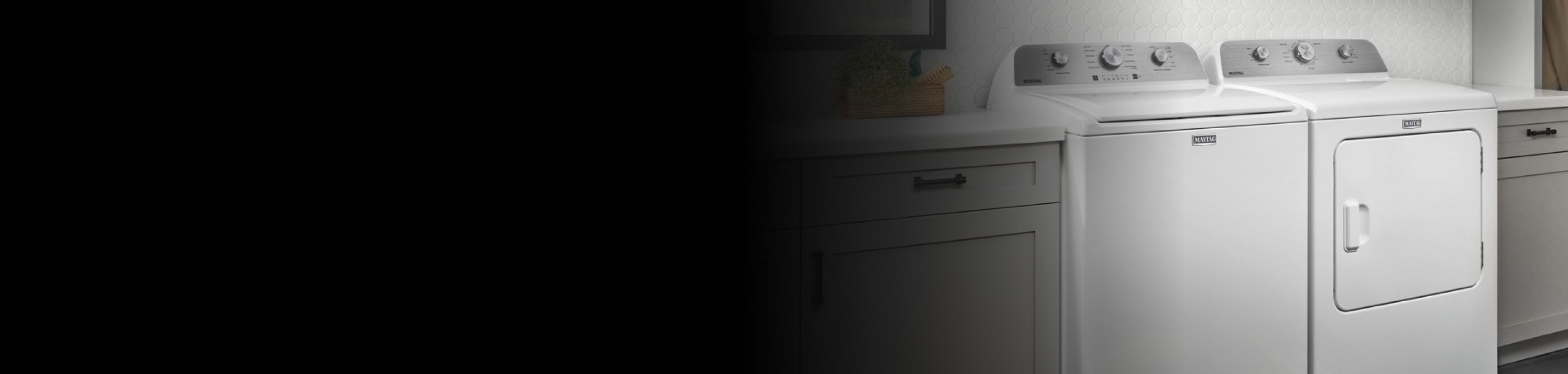 White top load washer and matching dryer