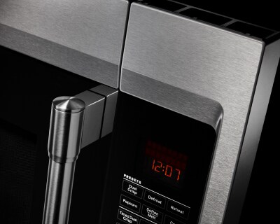 Closeup view of timer on microwave