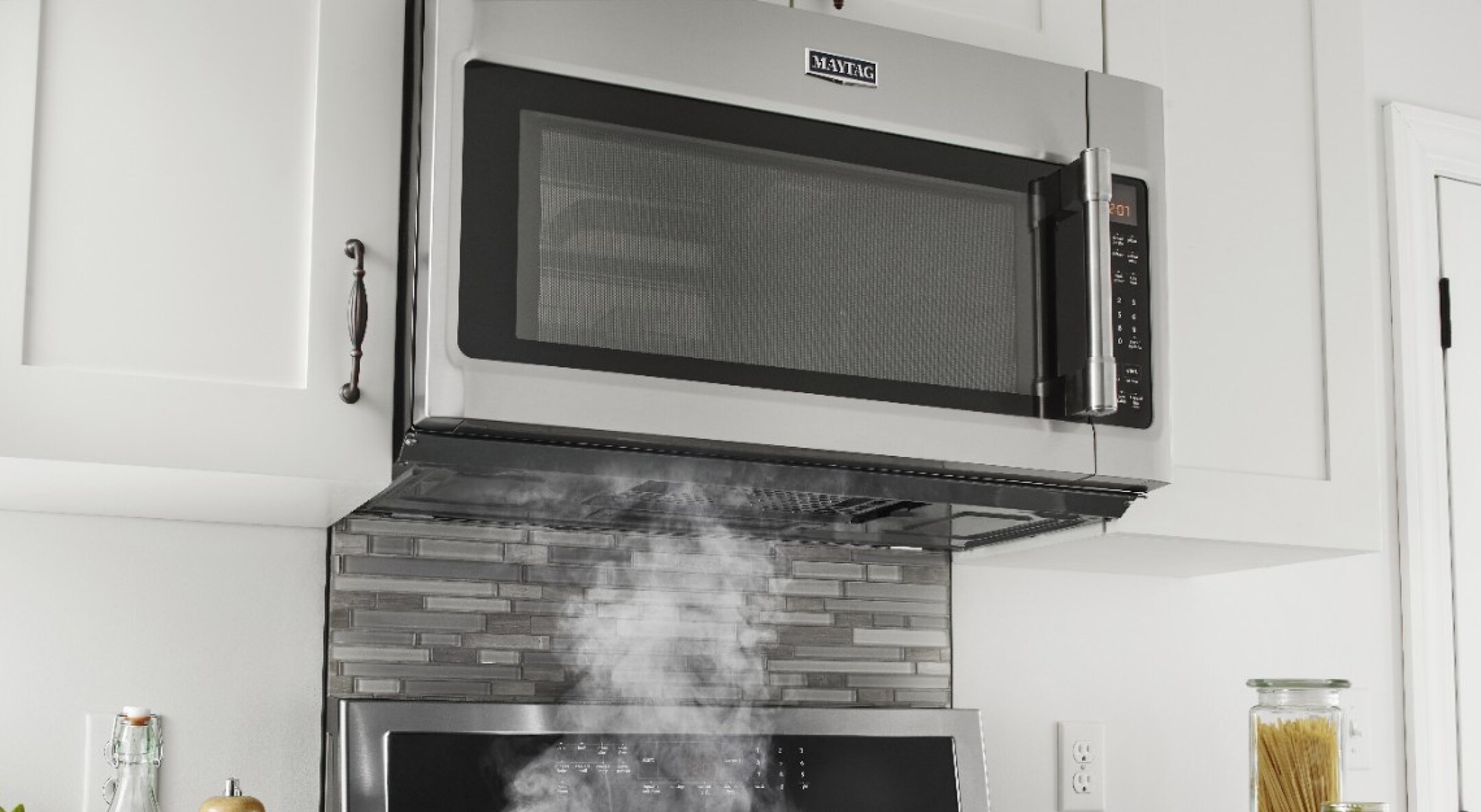 View of an over-the-range microwave