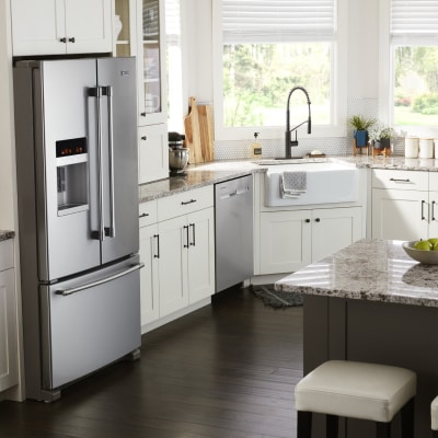 Stainless steel appliances in a modern kitchen