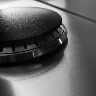 Close-up of gas burner switched off
