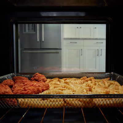 Food cooking in the oven