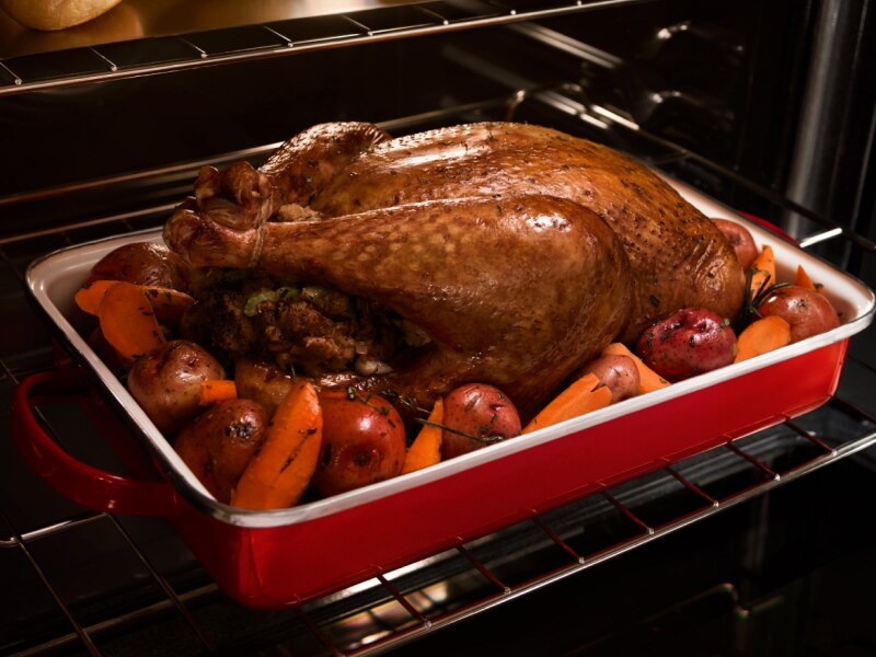Large turkey roast in an oven Large turkey roast in an oven