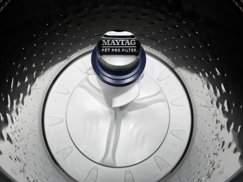 A close-up of the interior of a Maytag® washer tub