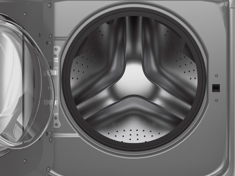 Open door on a metallic slate Maytag® front load washer