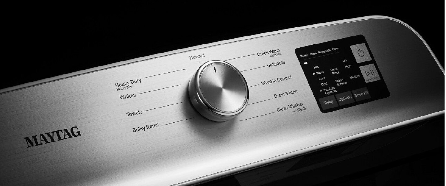 View of Maytag washer control buttons
