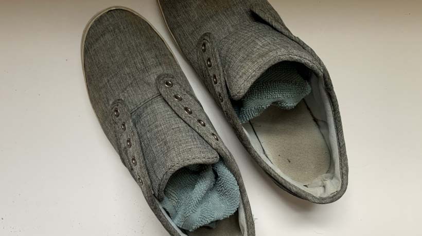 Shoes stuffed with rags