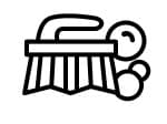 A scrub brush with bubbles icon
