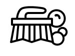 A scrub brush with bubbles icon