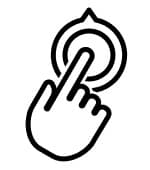 A finger pressing a button icon