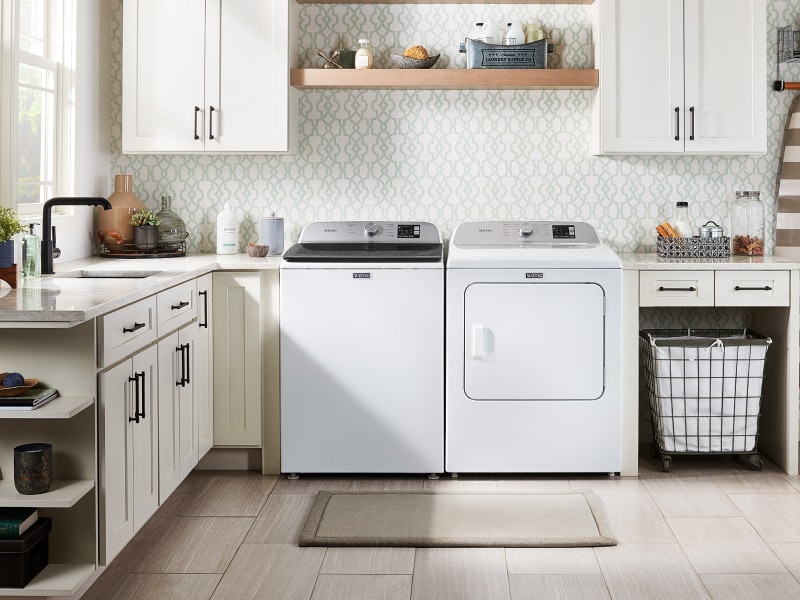 White Maytag® top load washer and dryer set