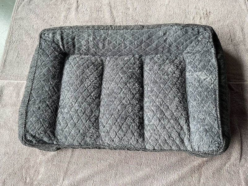 A dog bed air drying
