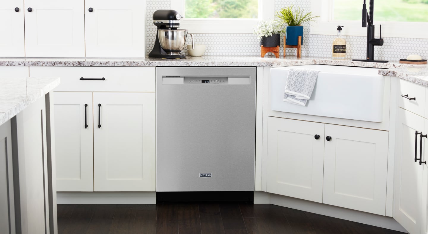 Stainless steel Maytag® front control dishwasher Stainless steel Maytag® front control dishwasher