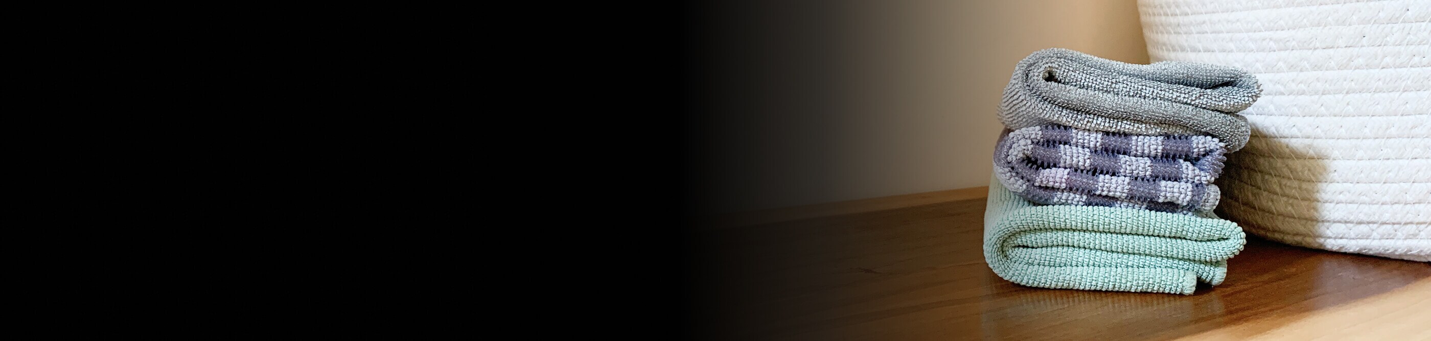 A stack of folded microfiber towels