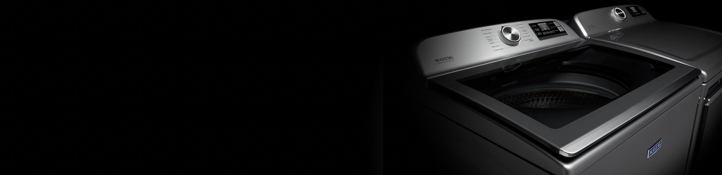 Silver Maytag® top load washer with see through door