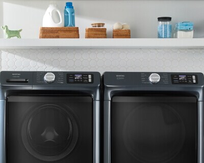 The top of a Maytag® washer and dryer pair