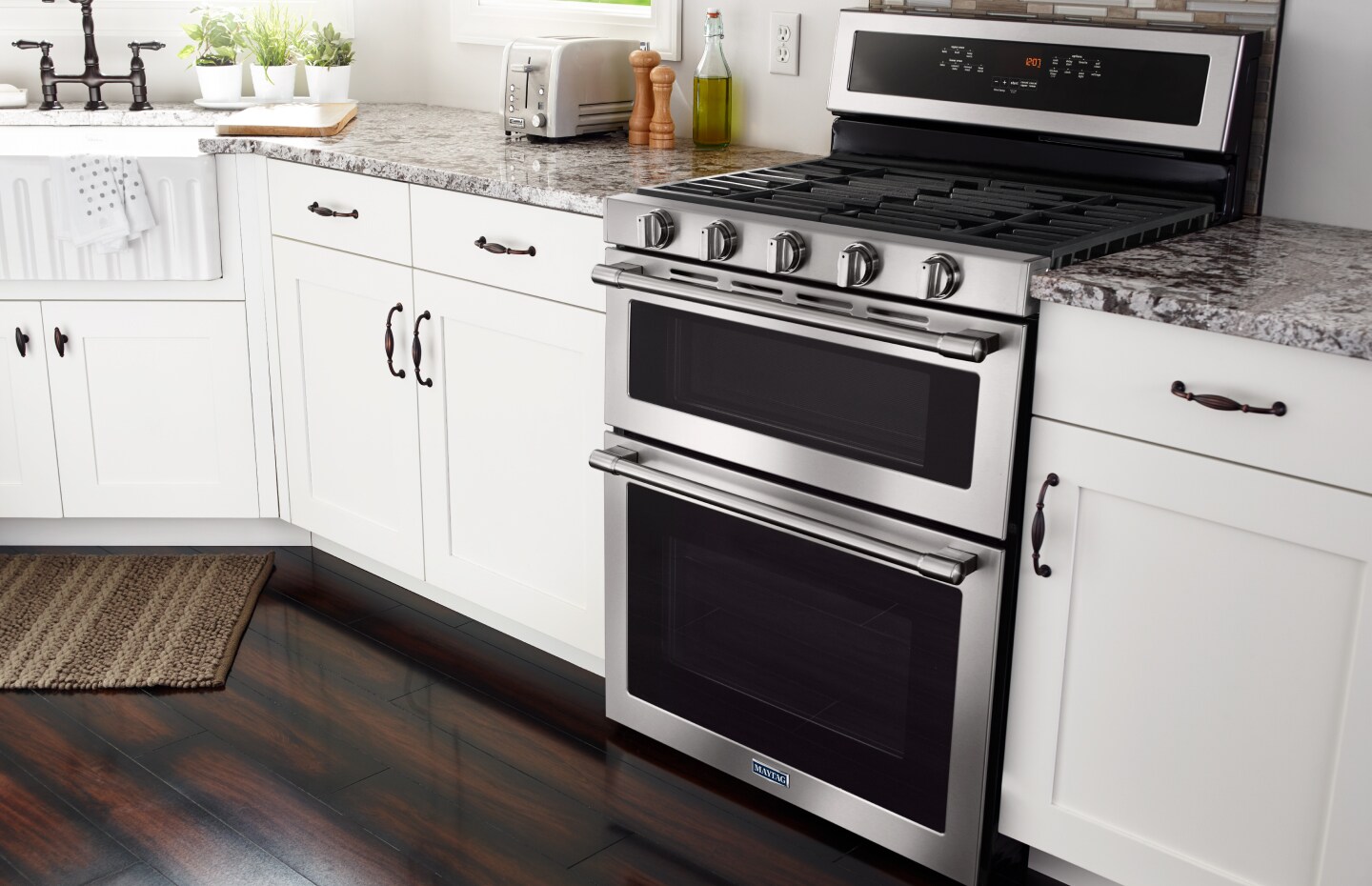 A Maytag® double oven range A Maytag® double oven range