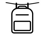 Backpack on a clothesline icon