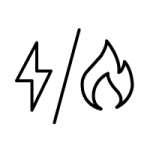 Electric bolt and flame icons