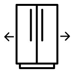 Side-by-side refrigerator with arrows icon