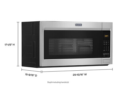 Over-the-range microwave with dimensions markings