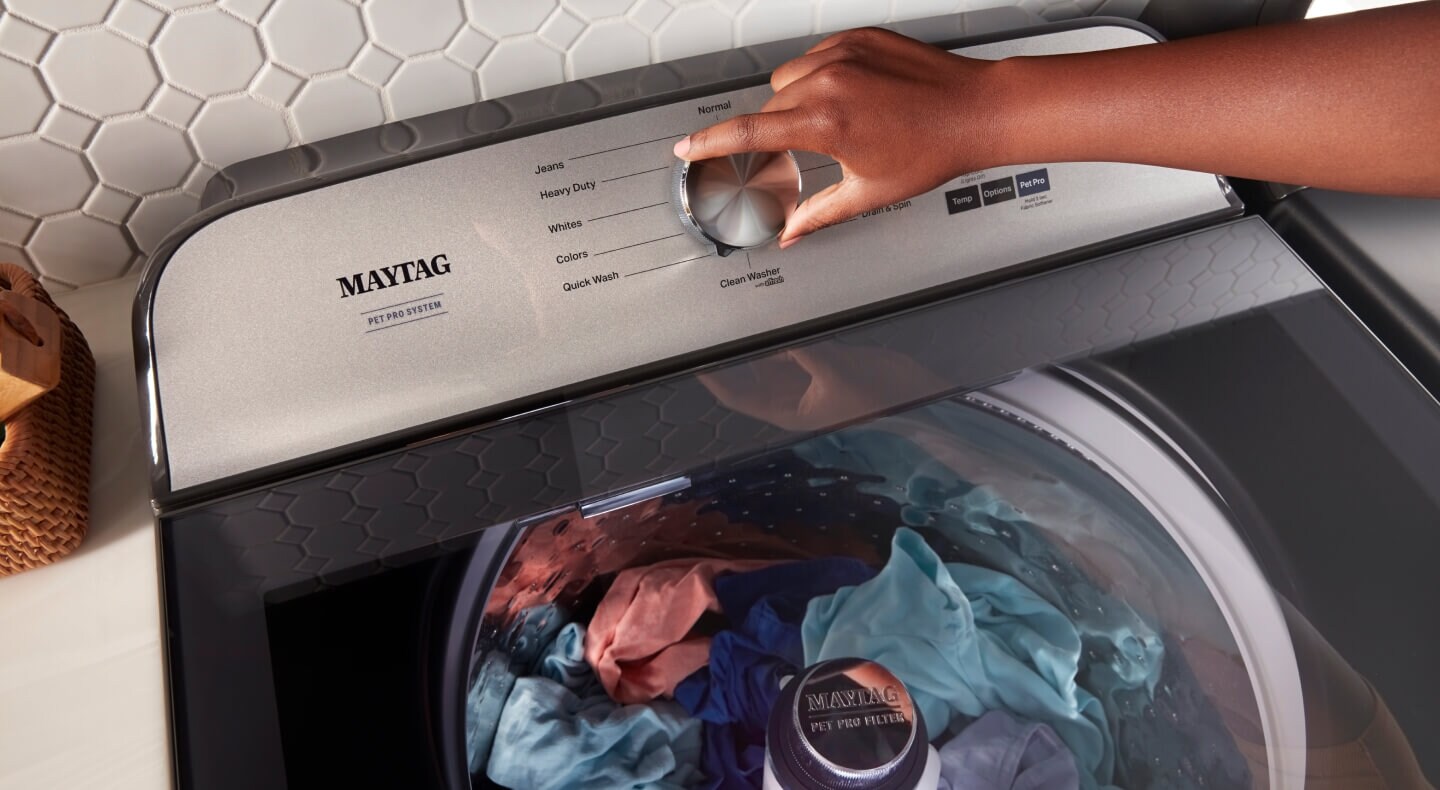 A Maytag® washer in action