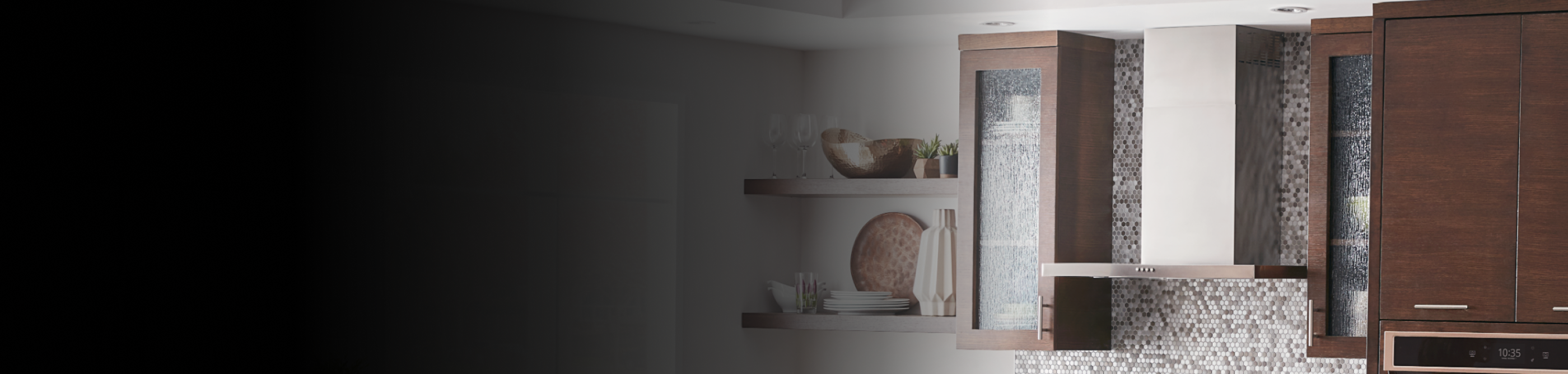 Stainless steel range hood in a contemporary kitchen