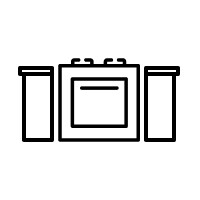 Slide-in range and countertop icon