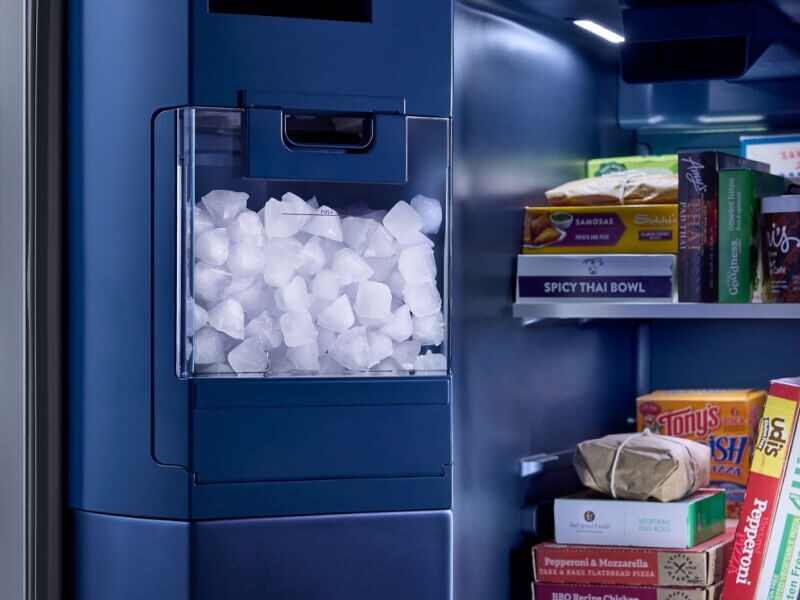 Ice in a refrigerator ice dispenser