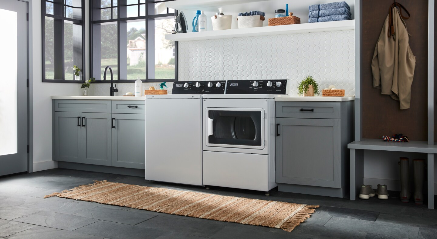 Maytag® top load commercial-grade washer and dryer Maytag® top load commercial-grade washer and dryer