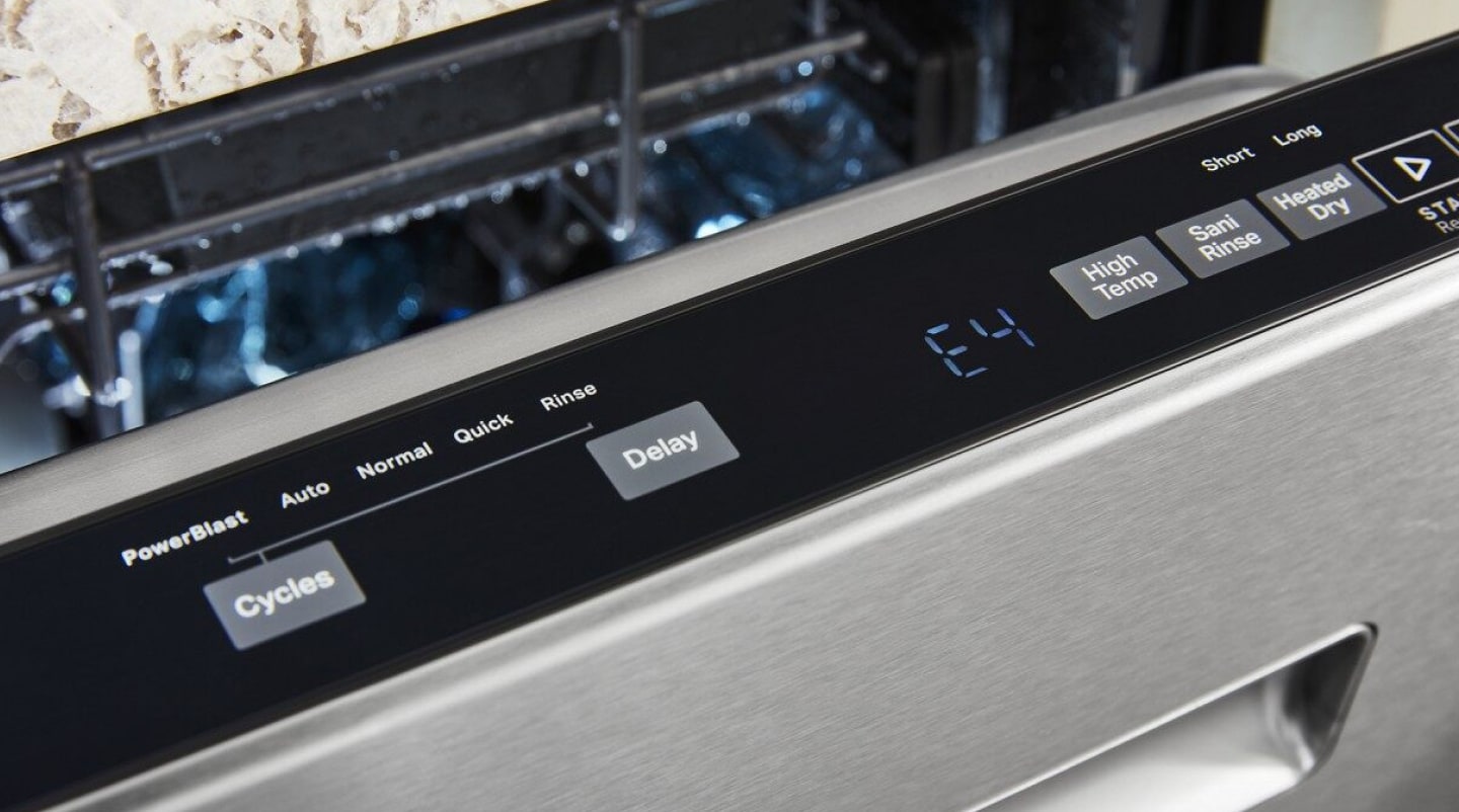 Close up of a top control dishwasher control panel Close up of a top control dishwasher control panel