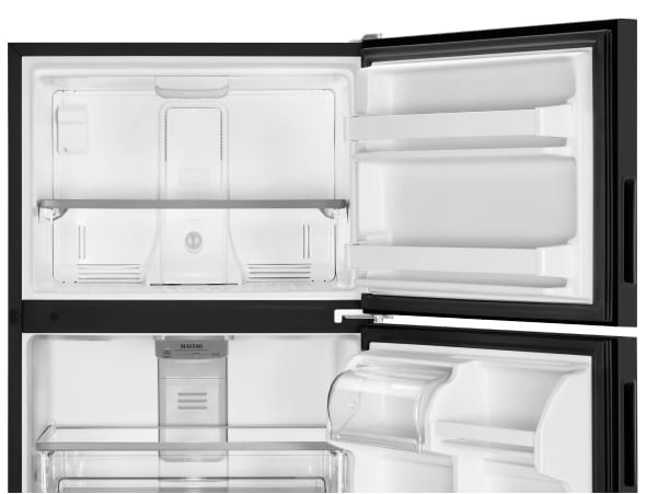 Open black top mount refrigerator