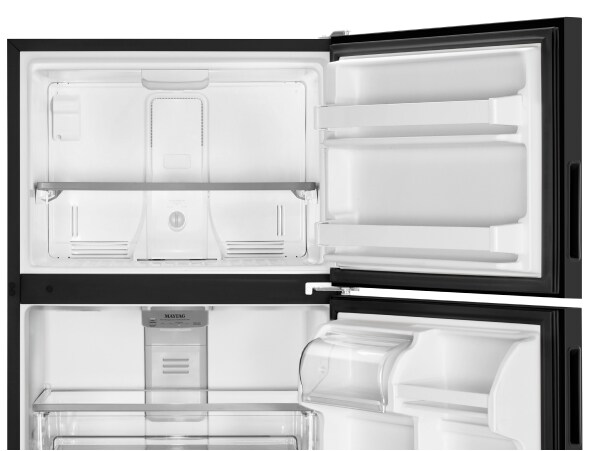 Open black top mount refrigerator