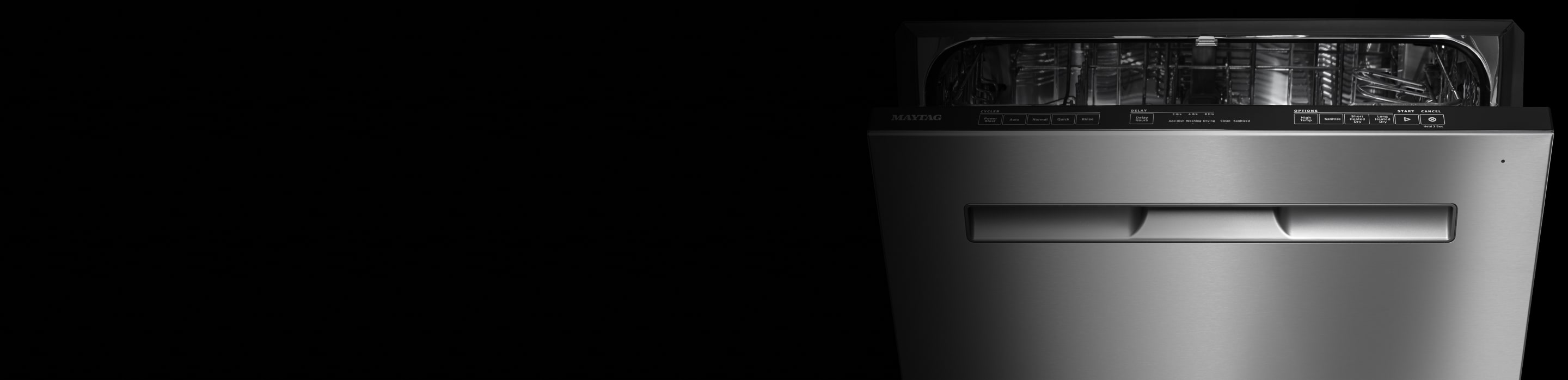 Inside view of a dishwasher tub