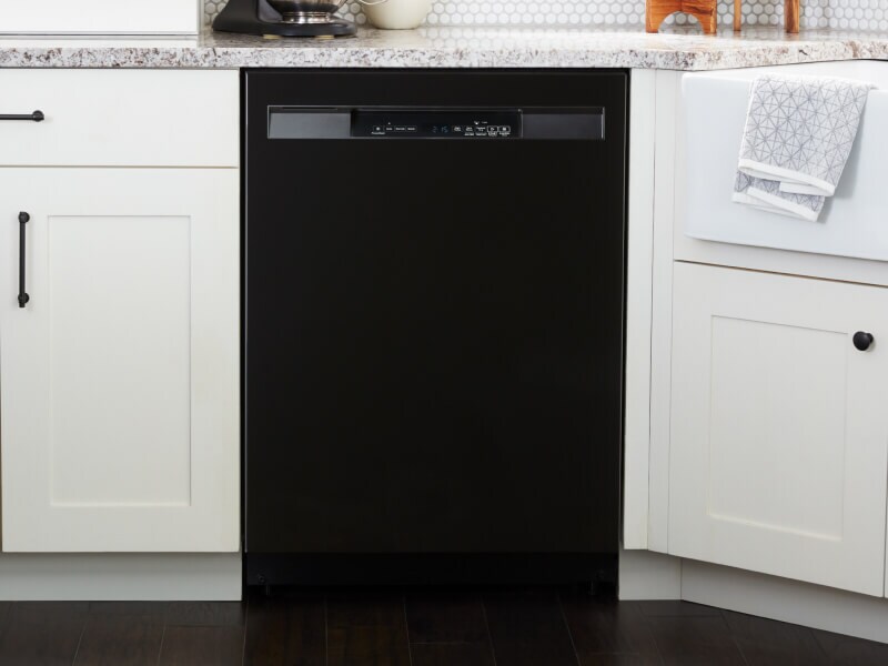 The front of a front control dishwasher